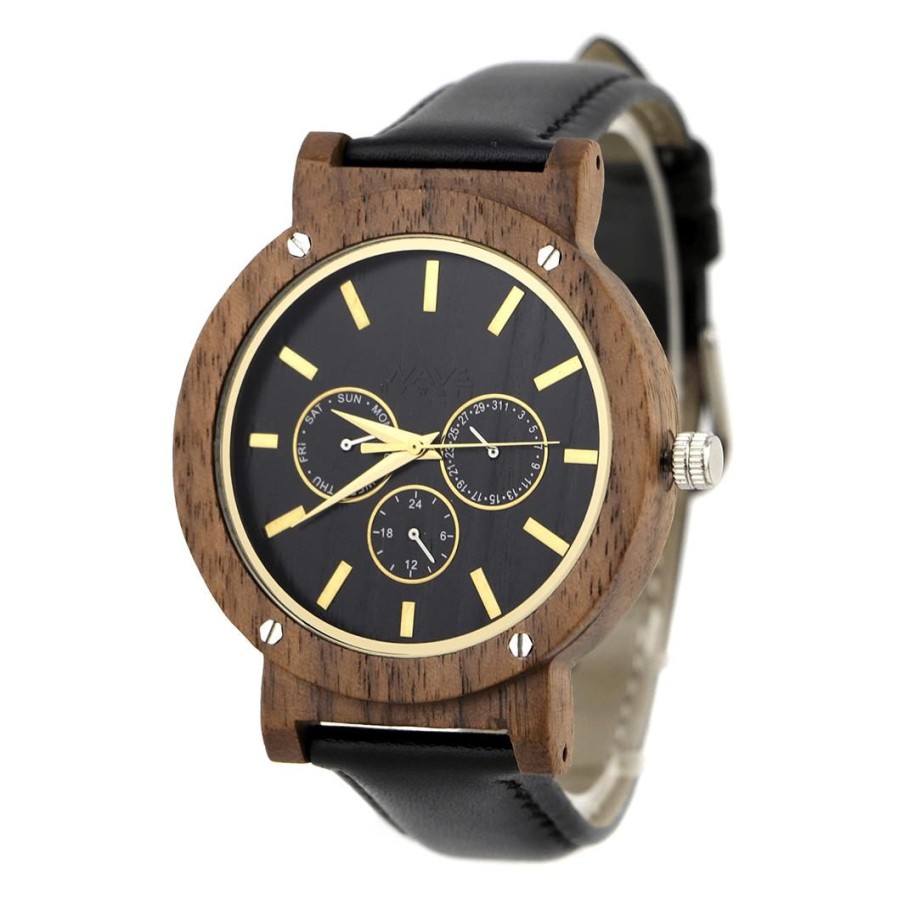 Zubehor WAVE HAWAII | Wave Hawaii Holzuhr Men Walnut Leather