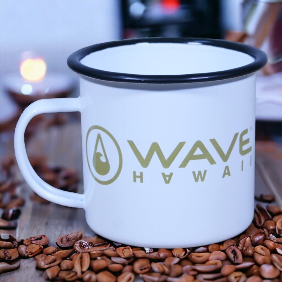 Unser Sortiment WAVE HAWAII | Emaille-Tasse Black-Gold, 350 Ml