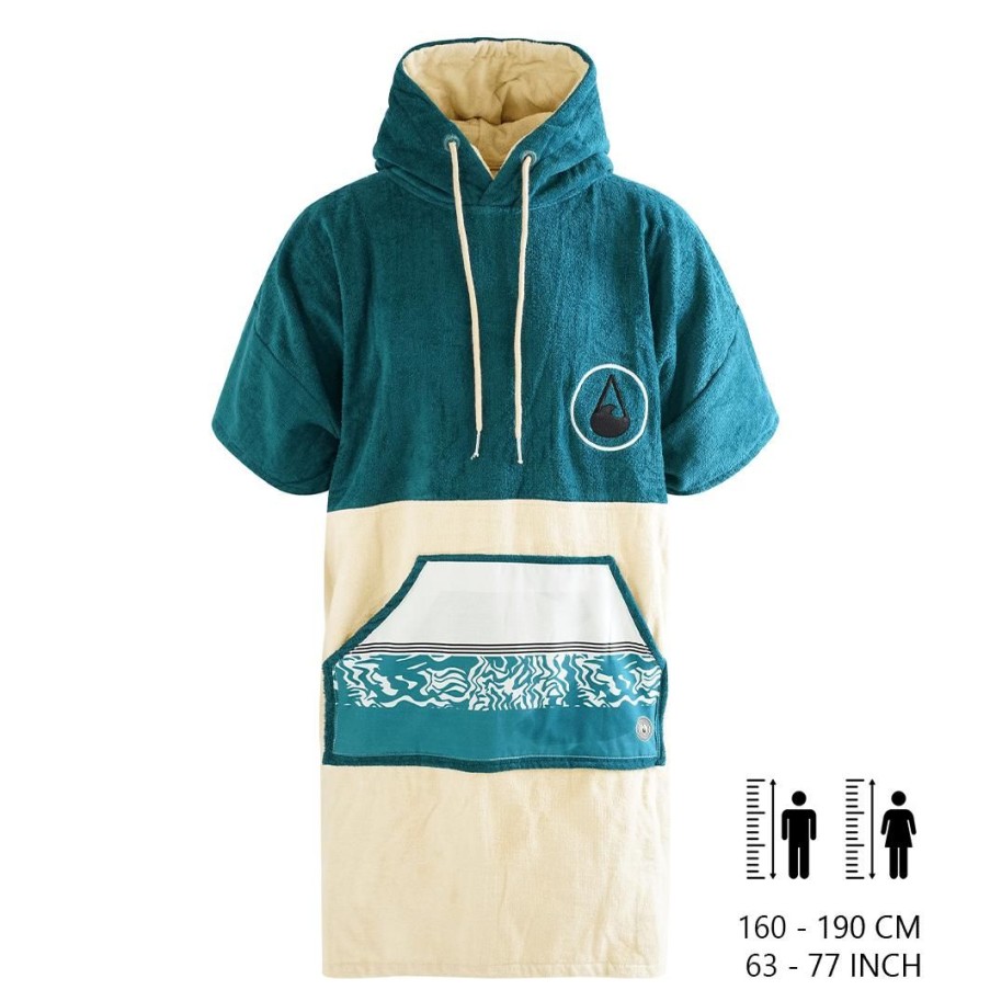 Unser Sortiment WAVE HAWAII | Poncho Petrol, Baumwolle Velours