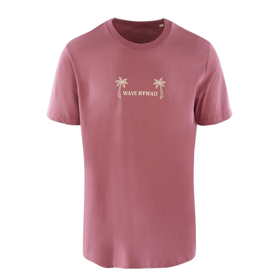 Clothing & Co. WAVE HAWAII | T-Shirt Waimea Men, Hibiscus Red, Bio Baumwolle