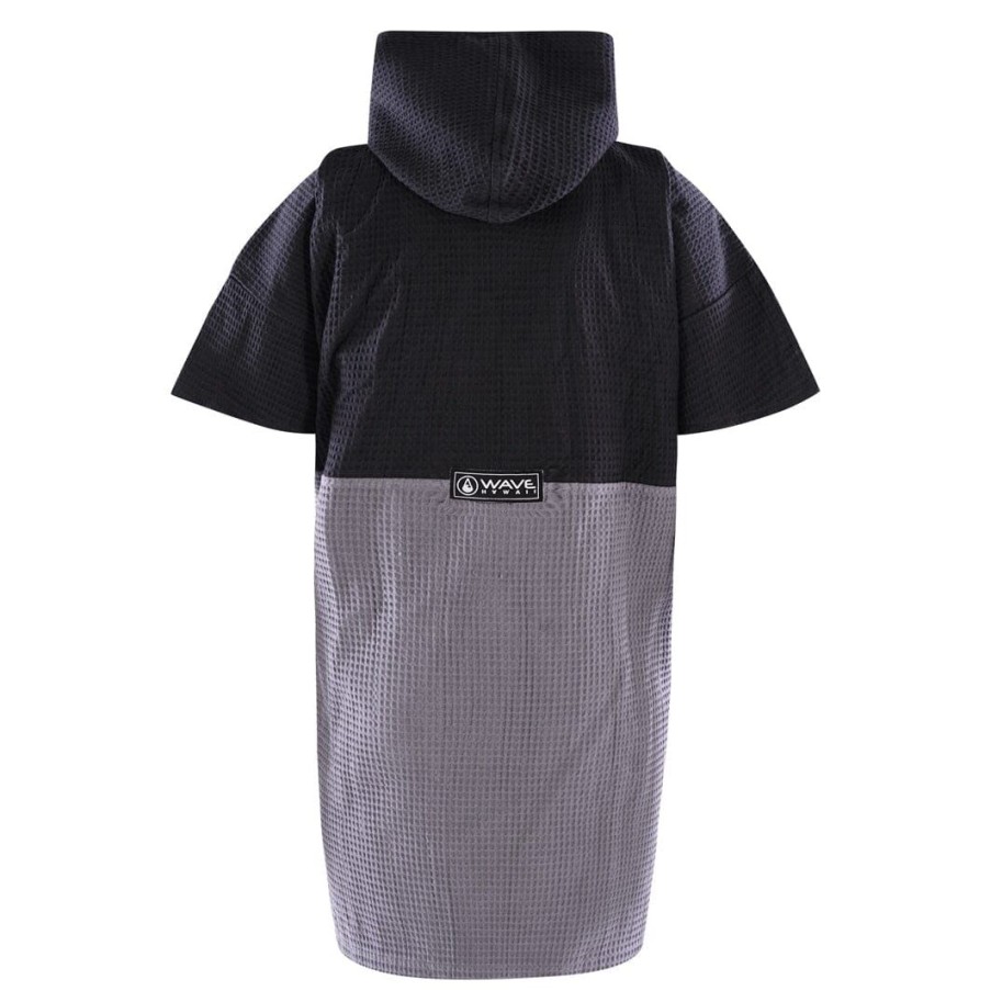 Unser Sortiment WAVE HAWAII | Travel Poncho El Yaque, Baumwolle Waffle Piquee, Schwarz-Grau